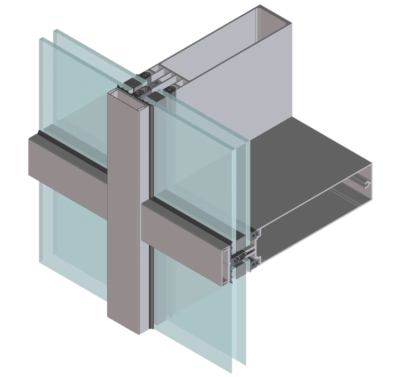 Detail konstruksi curtain wall pada fasad gedung