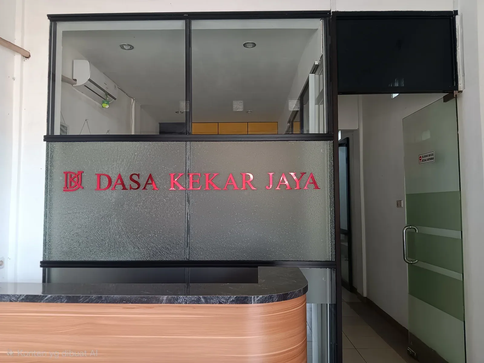 Area depan kantor PT. Dasa Kekar Jaya dengan logo perusahaan pada dinding kaca